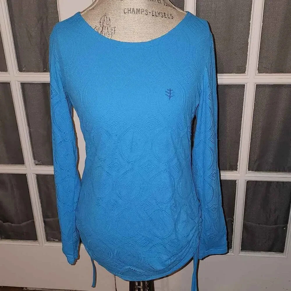 Coolibar Womens Blue Long Sleeve UPF 50+ Shirt Top Small